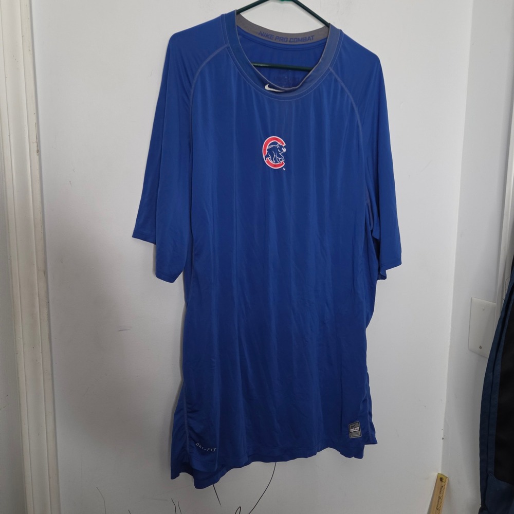 Nike Pro Combat Chicago Cubs MLB Dri-FIT Blue Compression Shirt Mens XXL